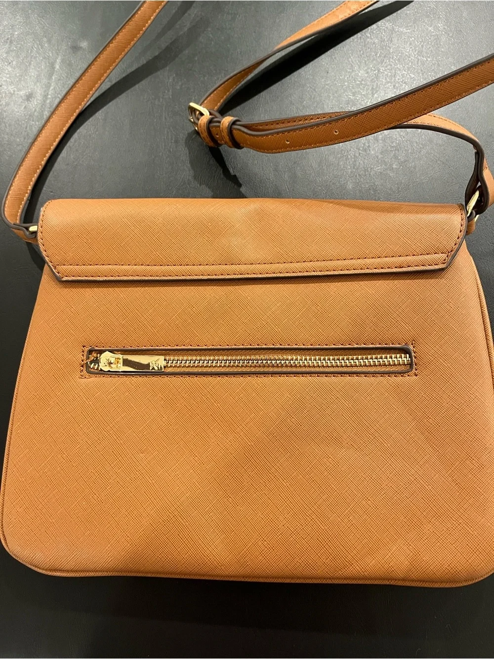 Tan Crossbody Bag with Gold Accent